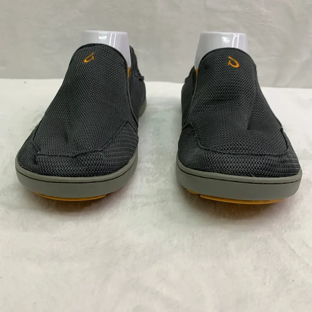 OluKai Mens 8.5 Nohea Mesh Sneakers Lace Up Slip On Comfort Shoes Gray Orange